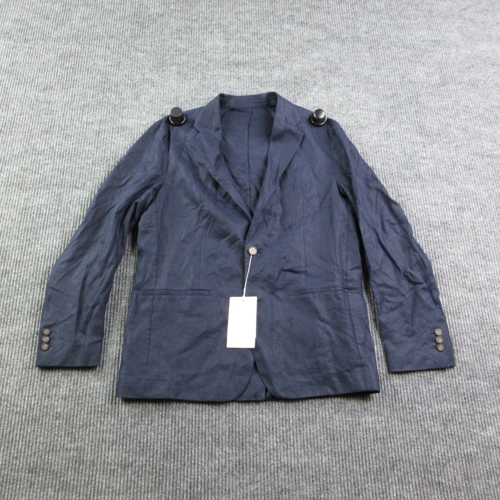 COS Blazer Mens 38 Blue Linen Blend Single-Breasted Notch Lapel Three-Button NWT